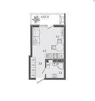 Студия 22,5 м²