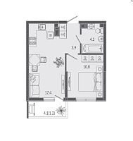 Однокомнатная 34,1 м²