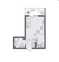 Студия 24,9 м²